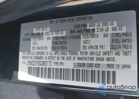 2016 Mazda Cx-5 Grand Touring from USA, damaged, VIN JM3KE2DY6G0860170